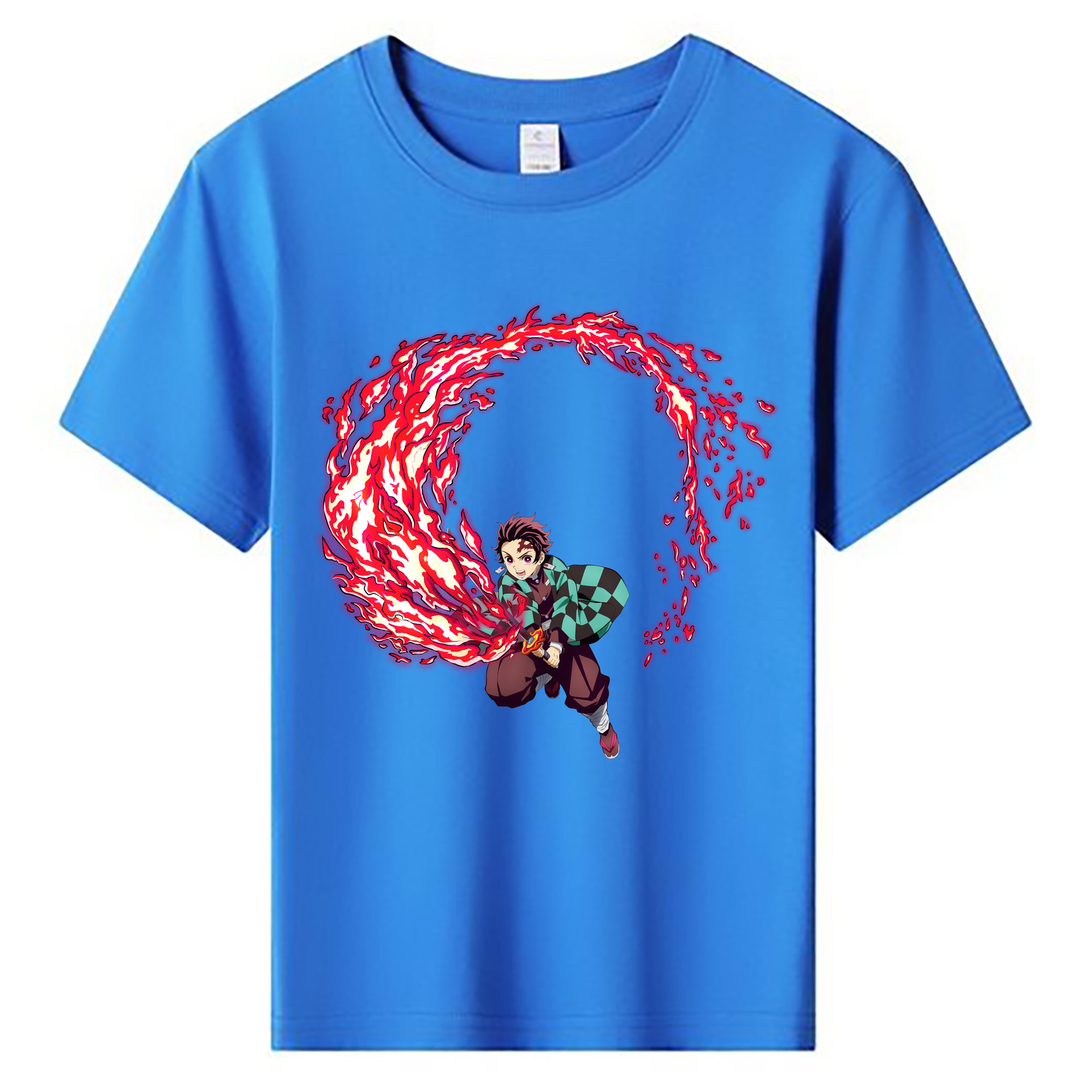 （画像用） 鬼滅の刃 竈門 炭治郎／かまど たんじろう Kamado Tanjirou 綿100％キッズTシャツ（フロントプリント）